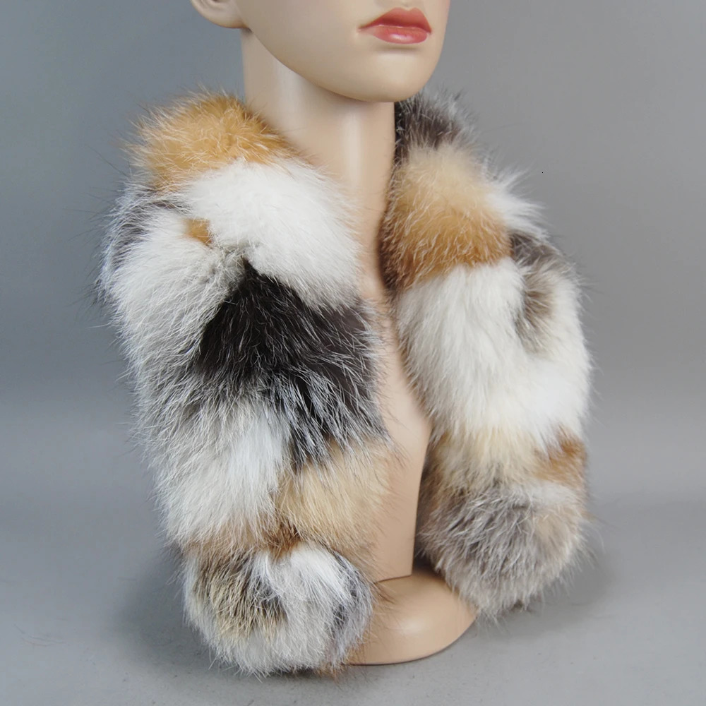 Female Real Fox Fur Scarf Winter Warm Genuine Knitted Fox Fur Scarves Ladies Black Arrival Fashionable Soft Scarfs 251020