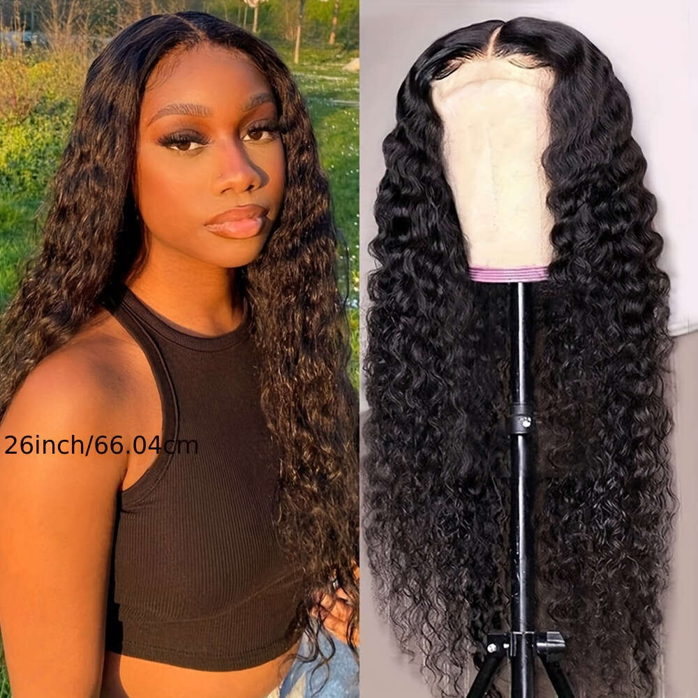 Luxurious 26" Water Wave Black Women - Natural-Looking, Pre-Plucked Hairline, Heat-Resistant Fiber, Glueless with Secure Adjustable Cap, Ideal fo