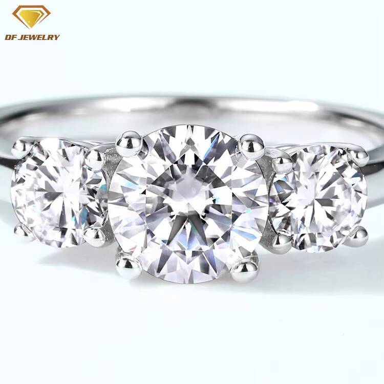 Solid 925 Silver Women Jewelry White Gold Moissanite Ring