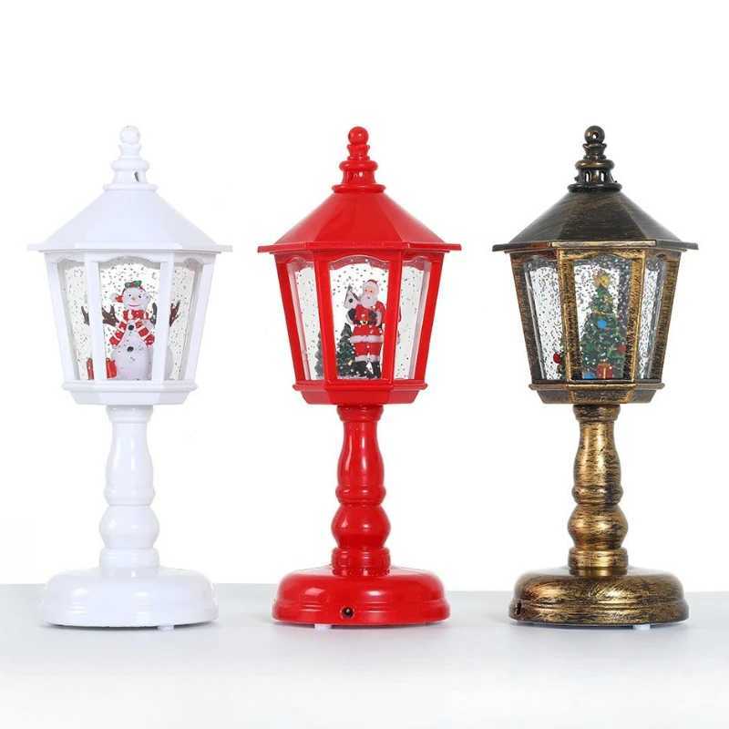 1PC Waterfilled hexagonal desk lights Christmas decorations glowing night lights Christmas creative ornaments holiday gifts C251115