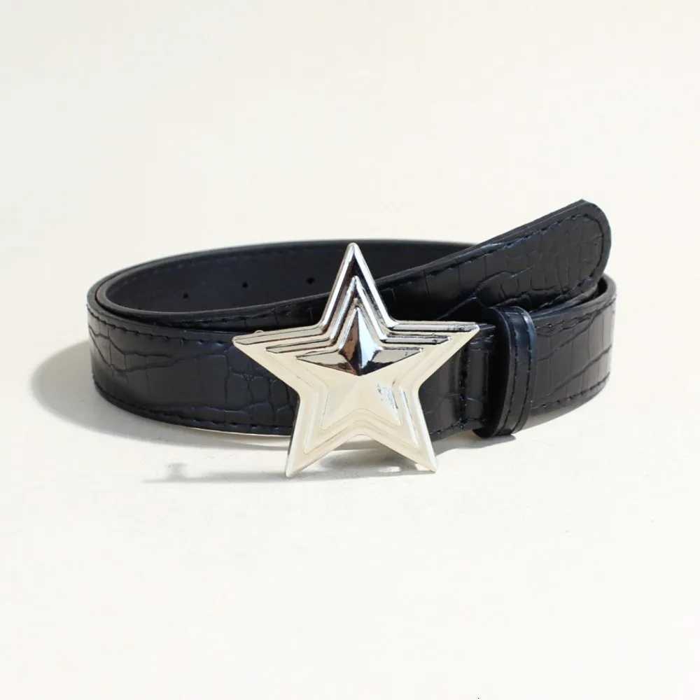 Crocodile pattern red belt for women American fivepointed star belt decorative belt with skirt casual pants LR2072 W251024