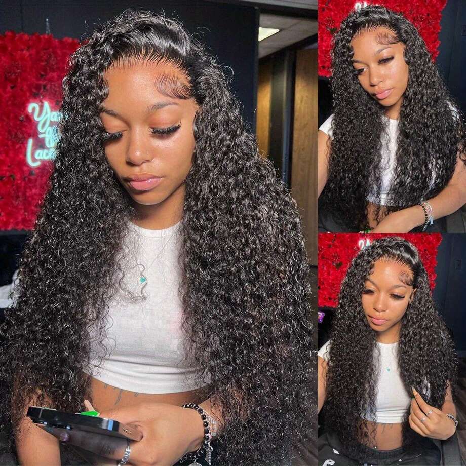 Brazilian Curly Front Pre-plucked Human Hair 4x4 HD Closure 100% Real Glueless Friendly For Beginners 200% Deep Wave Lace Wigs