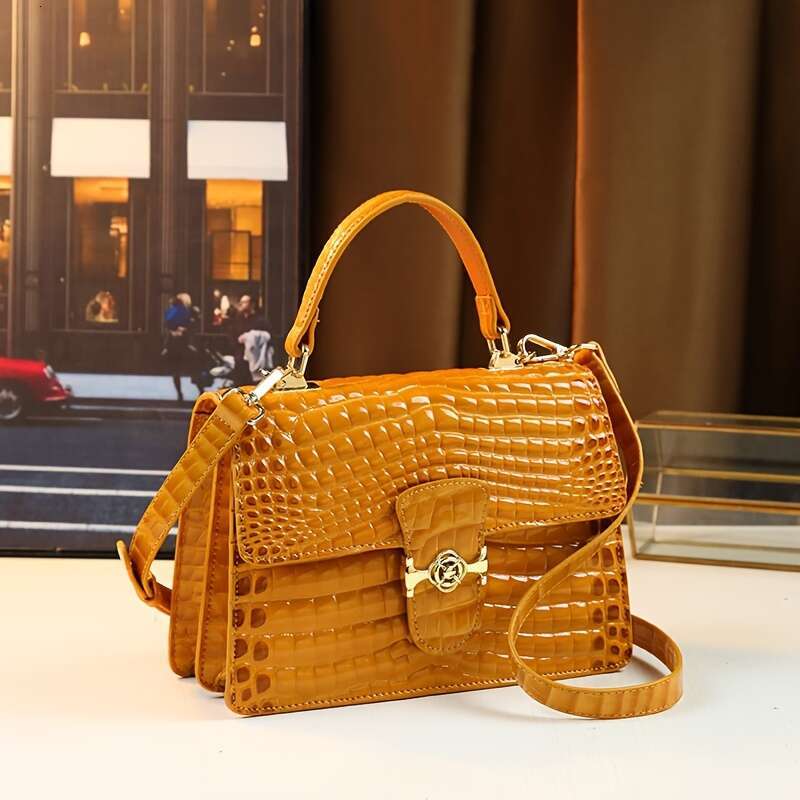 Stylish Handbag Stylish Royal Blue Crocodile Pattern Handbag For Women | Magnetic Closure, Golden-Tone Hardware & Emed Design
