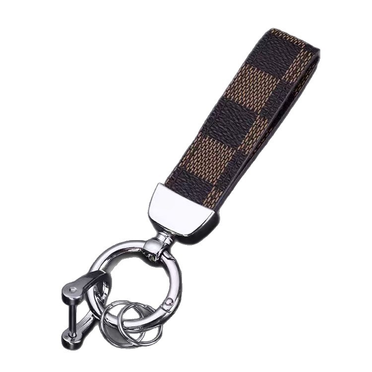 New Patterned Leather Premium Car Keychain Metal Key Ring for Waist Hanging Unisex Automotive Accessory