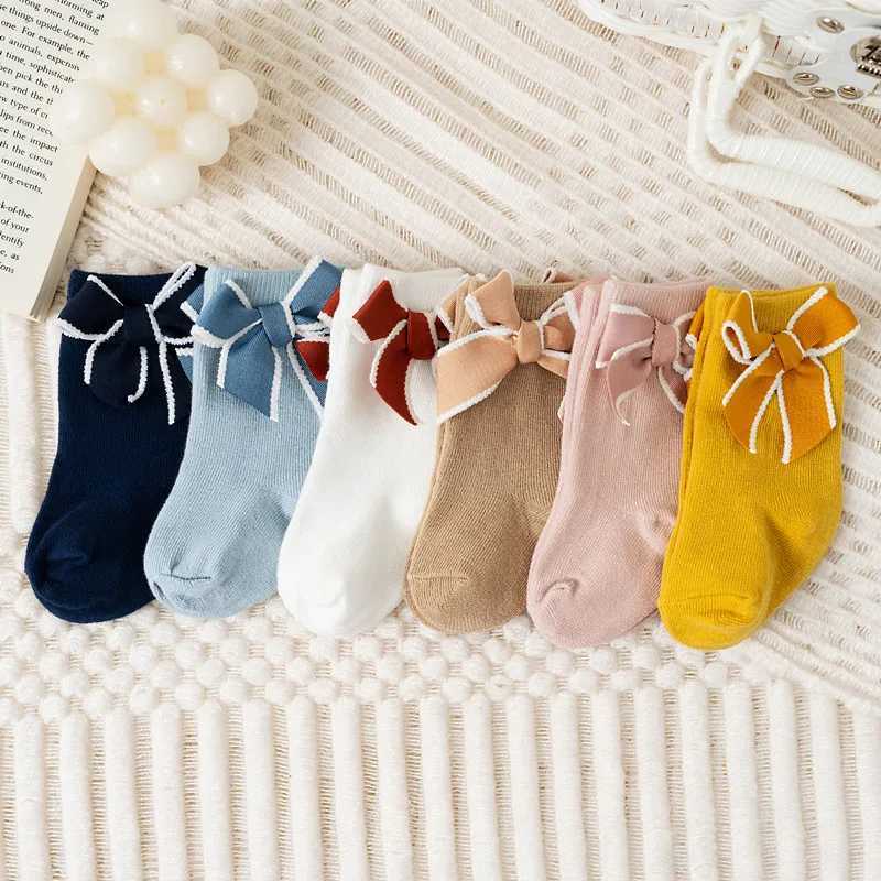 Baby Girls Bows Short Socks Soft Cotton Kids Short Sock Children Floor Solid Plain Princess Style Socken For 05 Years J251024