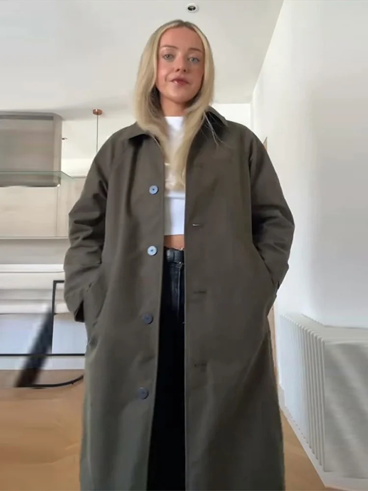 Womens Fur Collar Coat Vintage Autumn Outwear Double Sided Wear Trench Jacket Long Tops Y2K Style Woman Fashion Clothes 251021