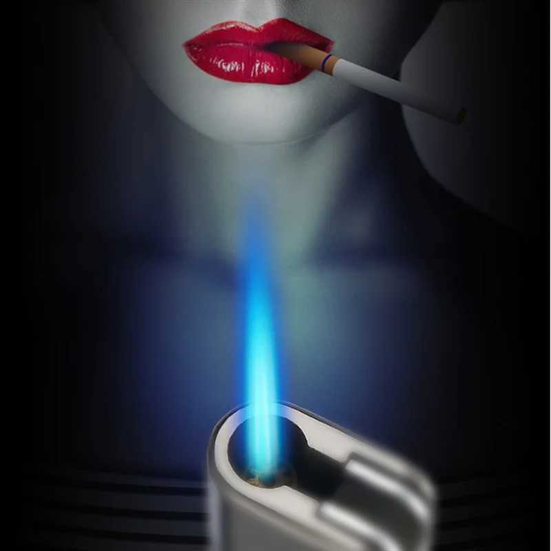 Metal Windproof Butane Gas Lighter Personality Rotary Switch Grinding Wheel Ignition Jet Flame Portable Smoke Accessories Gadget1 D251024