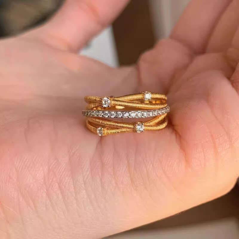 Brushed Multi-layer Wrapped 2025 New Fashion Light Luxury Micro-inlaid Super Shiny Exquisite Ring for Women
