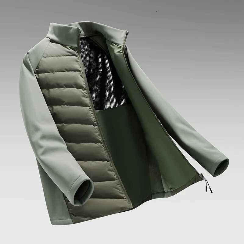 Mens Lightweight Down Jacket Long Sleeve Nylon Spandex Thermal Padded Outdoor Sports Casual Packable Liner Winter Coat Z251024
