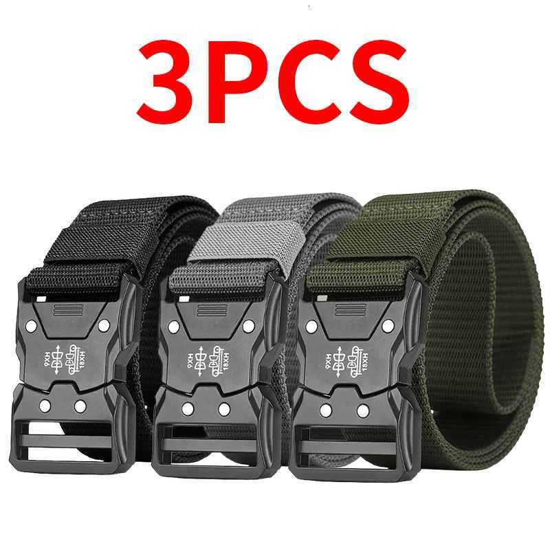 3pcs mens fashionable waist belt metal buckle durable PP material black suitable for outdoor and casual wear perfect fo W251024