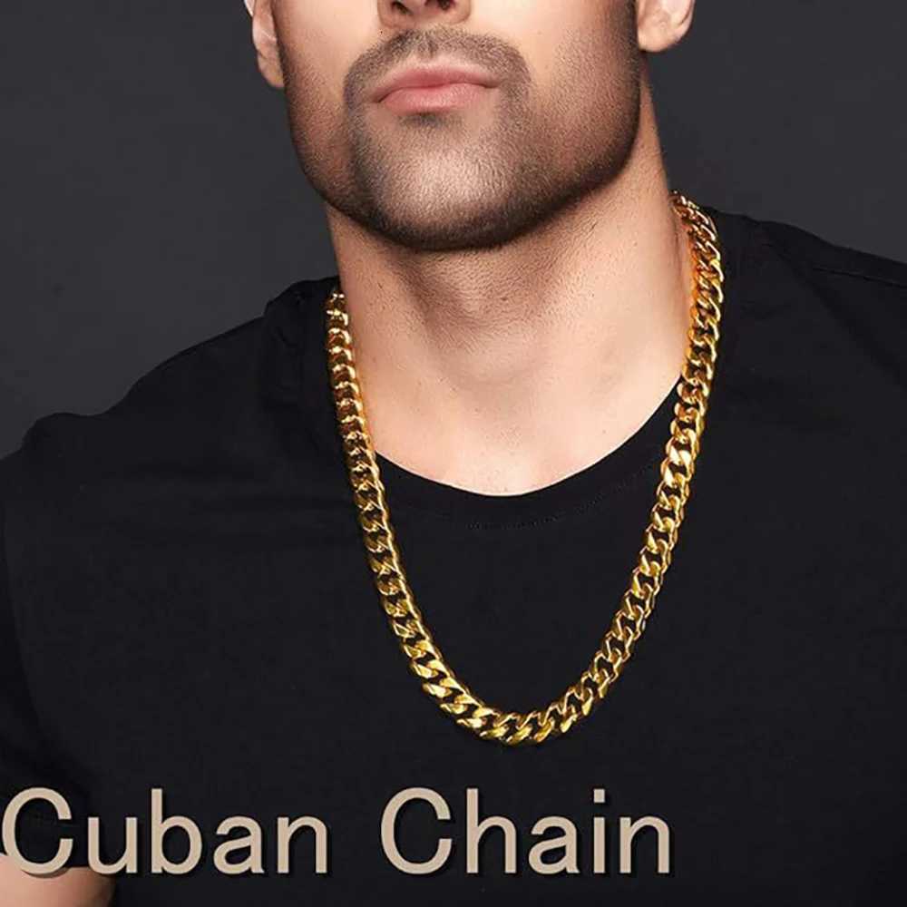 357MM Stainl Steel Cuban Chain Necklaces For Men Women Gold Color Cu Link Chain Punk Fashion Jewelry Accories 4570CMXJ251024