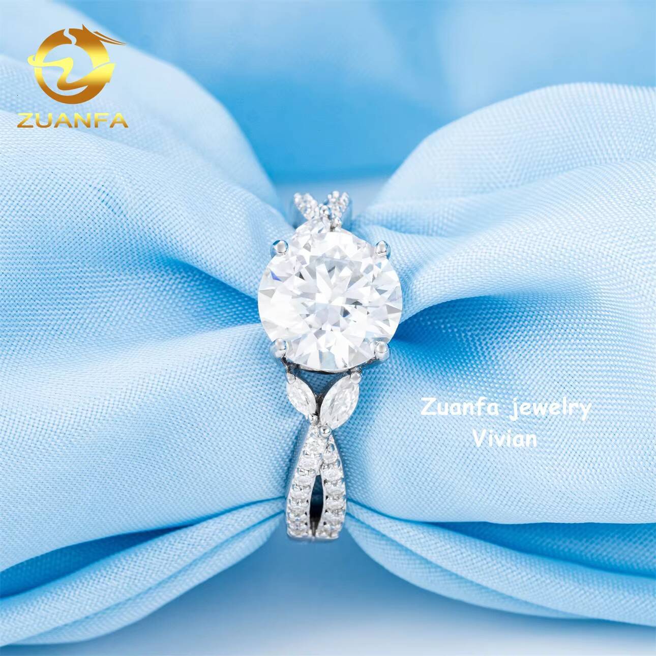 Iced Out Pass Diamond Tester Luxury Sterling Silver 925 GRA Certificated VVS Moissanite Diamond Women Wedding Rings