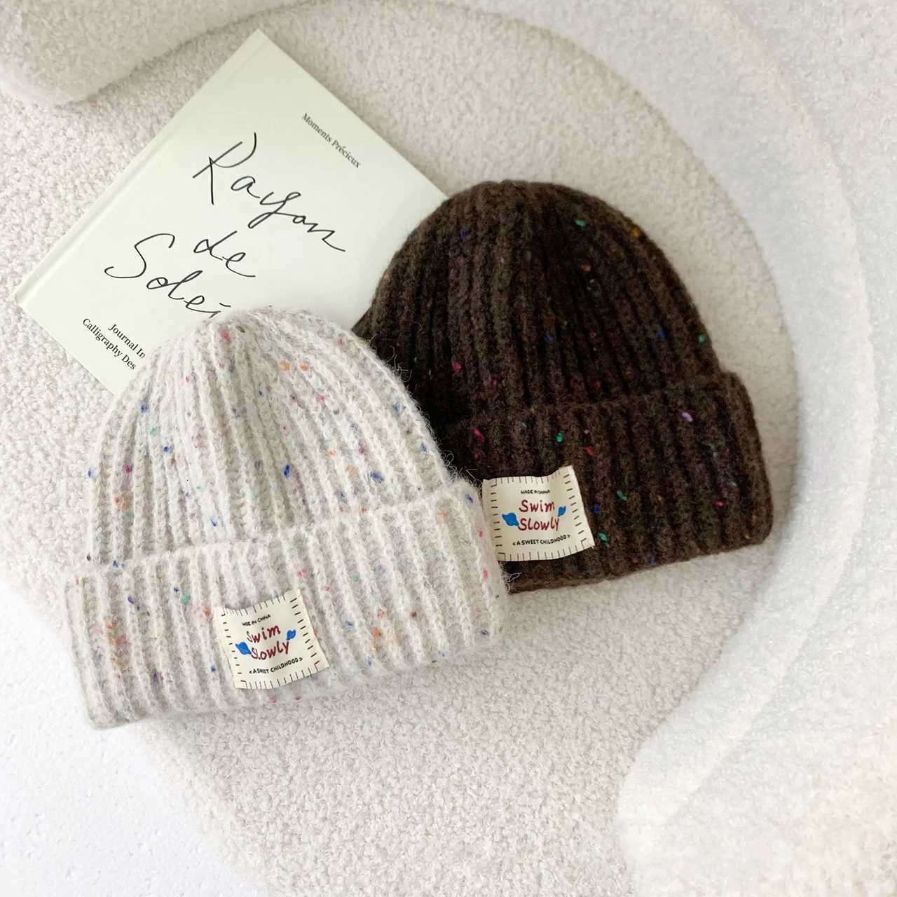 Colorful Woolen Knitted Hat for Children Pullover Cap Fashion Boys Girls Winter Crochet Bonnet Thicken Warm Baby Beanie 210YearL251024