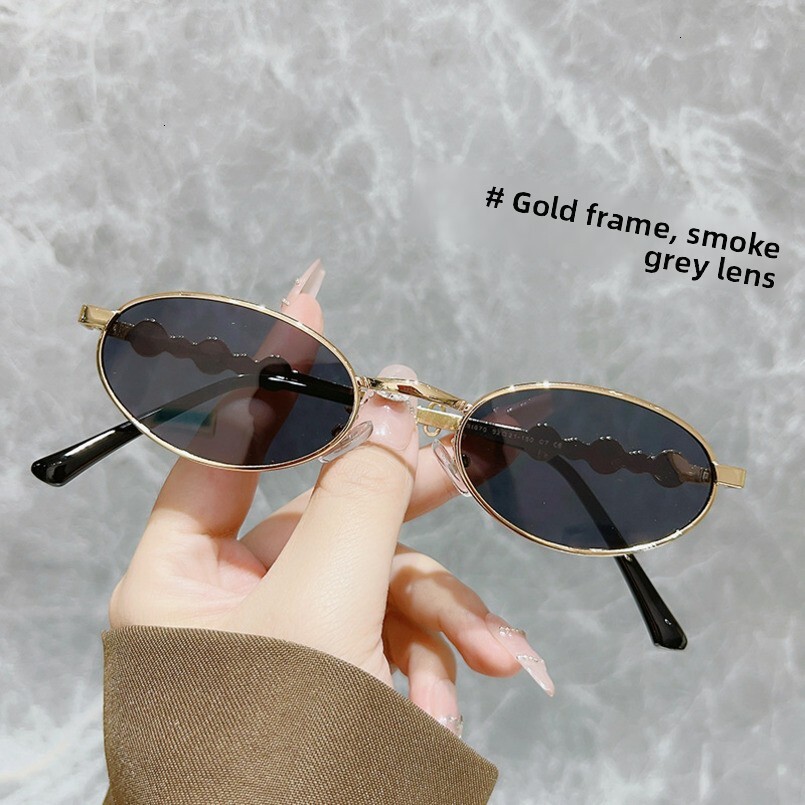 2025 New Metal Fashion Diamond Oval Small Frame Hip-Hop Style Sunglasses for Women