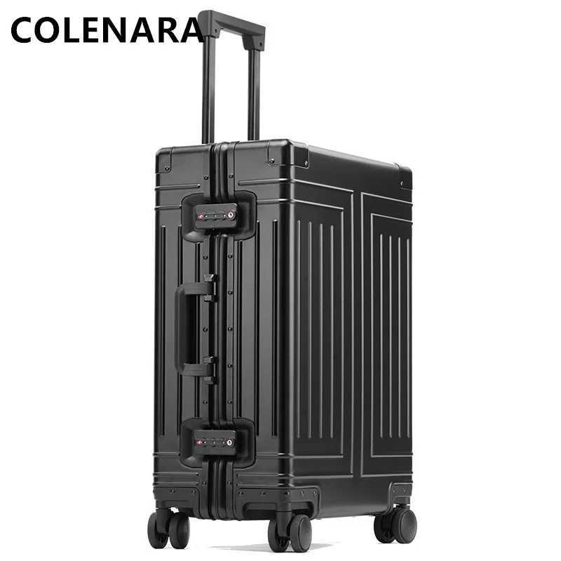 COLENARA Mens Luggage All Aluminum Magnesium Alloy Boarding Box 20242629 Inch Large Capacity Trolley Case Rolling SuitcaseW251024