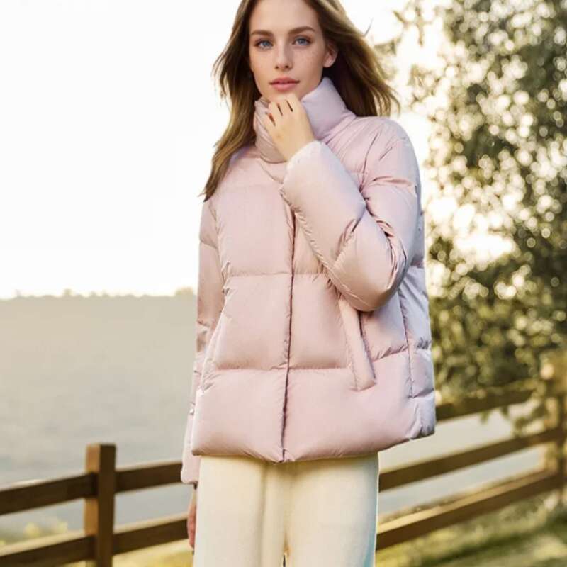 Women Three-Proof Solid Color Stand-Up Collar Loose Simple Winter 2024 New Versatile Goose Warm Down Jacket Coats Designer Women