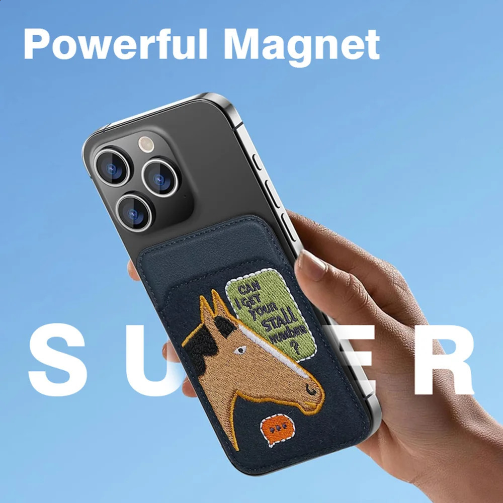 Leather Card Holder Magnetic Credit Card Protective Case GPS Antilost Mobile Phone Bag Ultrathin For iPhone16 15 14Pro 251023