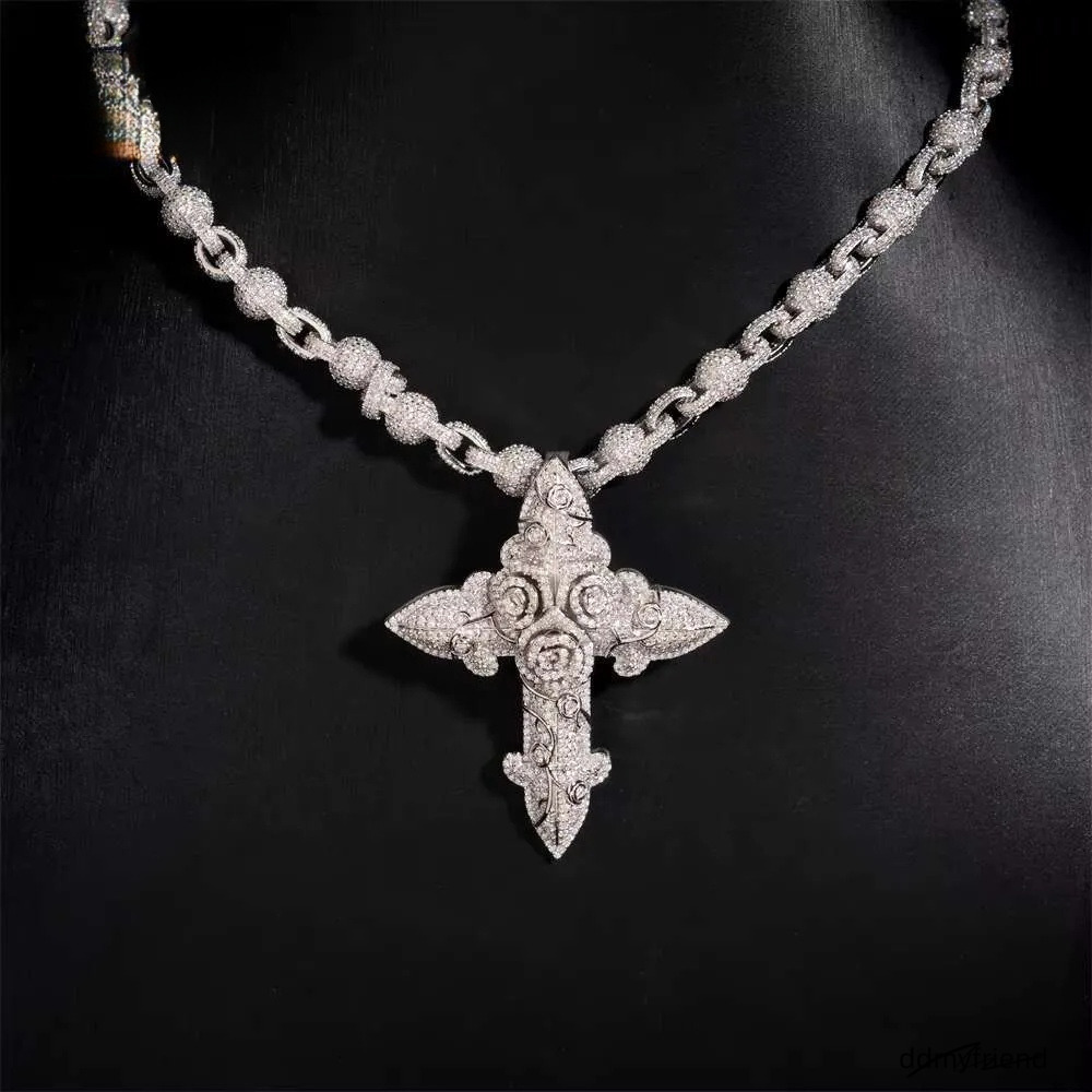 Hip Hop Jewelry Iced Out Cross For Cuban Link Chain Sier Moissanite Dia Charm Pendant Ddmyfriend