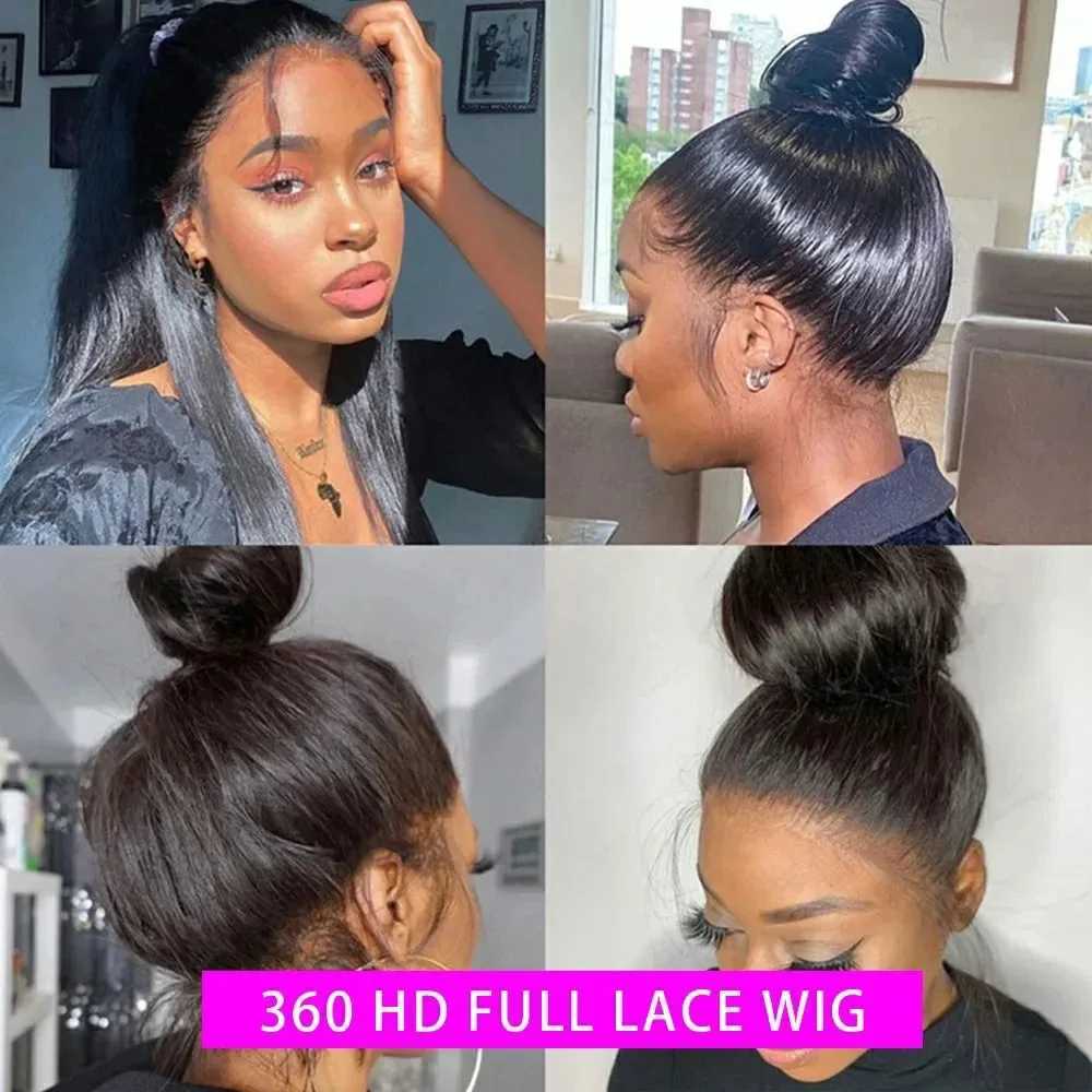 Hidden Strap Straight 360 Lace Front Wigs Human Hair Pre Plucked 12A Glueless Brazilian Virgin Wig With Drawstring HD Full Lace W251107