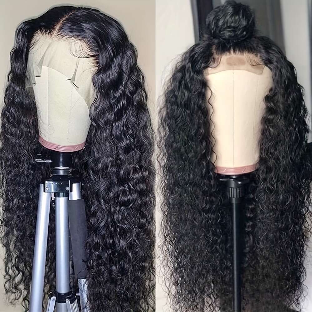 Luxurious 26" Water Wave Black Women - Natural-Looking, Pre-Plucked Hairline, Heat-Resistant Fiber, Glueless with Secure Adjustable Cap, Ideal fo