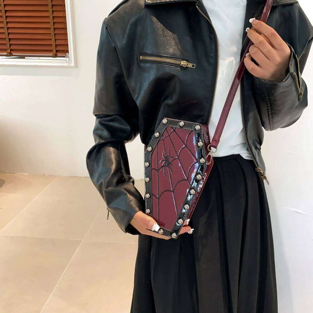 Women Gothic Crossbody Shoulder Cartoon Spider Coffin Y2k Messenger Phone Bag Halloween Sling Purse
