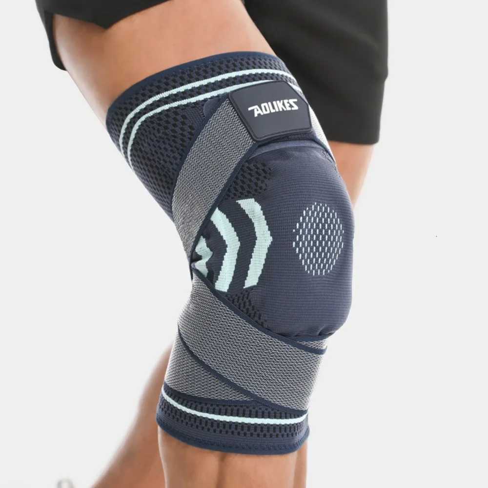 Basketball Knee Brace with Silicone Straps Spring Support Running Cycling Outdoor Sports Breathable Knee Protection SleevesW251024