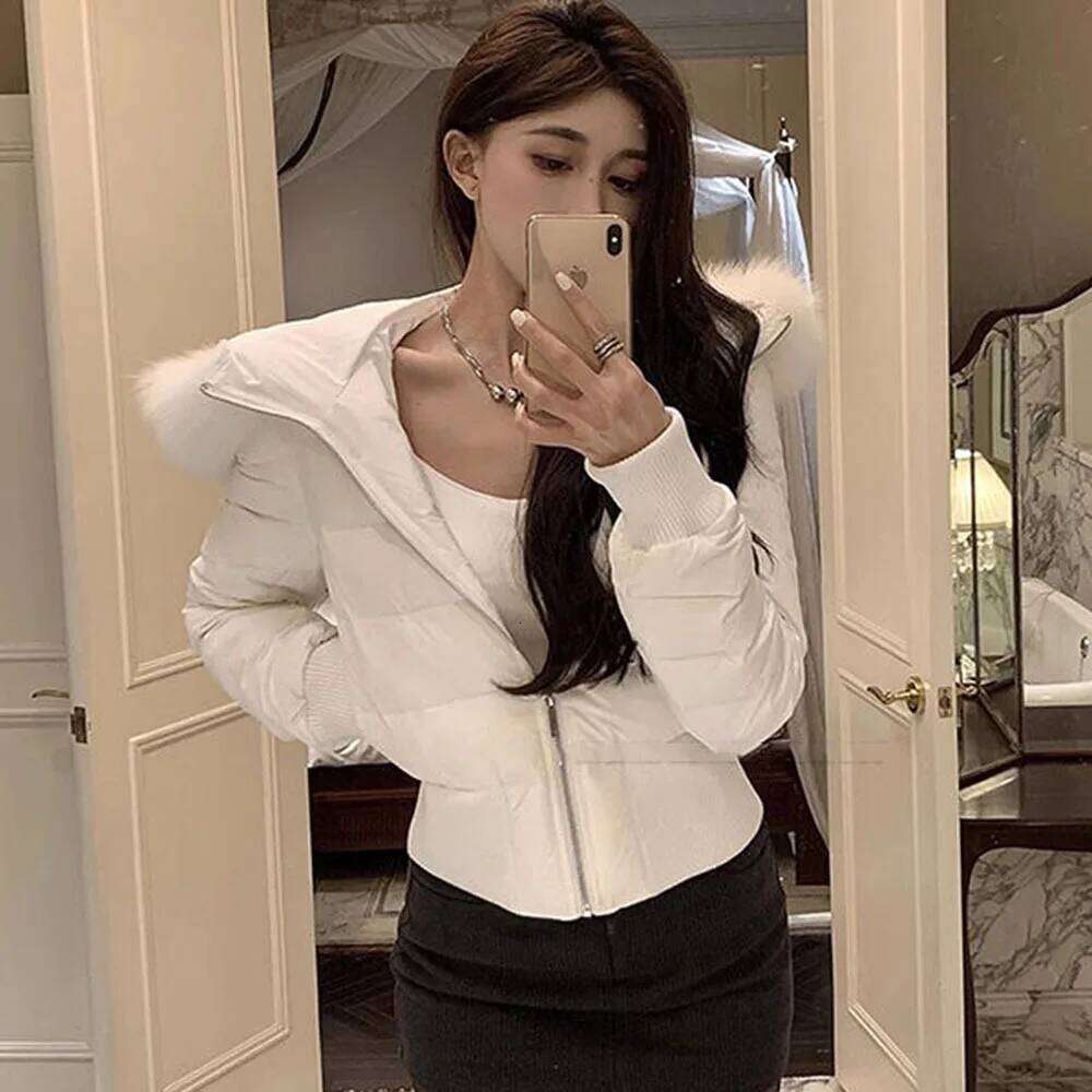 Fashion Women Short Parkas Winter Clothes Solid Fur Hooded Puffer Jacket Thicken Warm Female Cotton Padded Coat Outwear