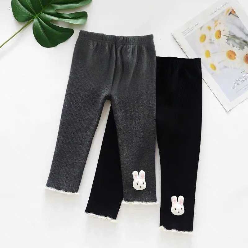 Baby Girls Thermal Leggings Autumn Winter Kids Cute Rabbit Simplicity Tight Warm Trousers Children Skinny Pants Casual BottomsT251024