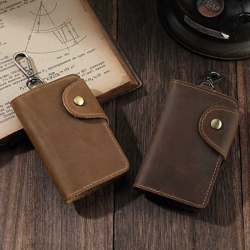 Men Genuine Leather Key Wallet Portable Car Key Pouch Bag Vintage Card Holder Case Household Keys Storage Bag Unisex Keys Case Z251023