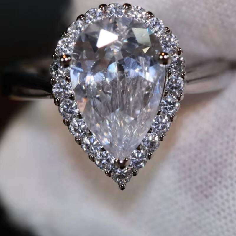 GRA Vvs Moissanite Solid Gold 10K 14K 18K Radiant Oval Pear Cut Engagement Ring 925 Silver Diamond for Women and Men