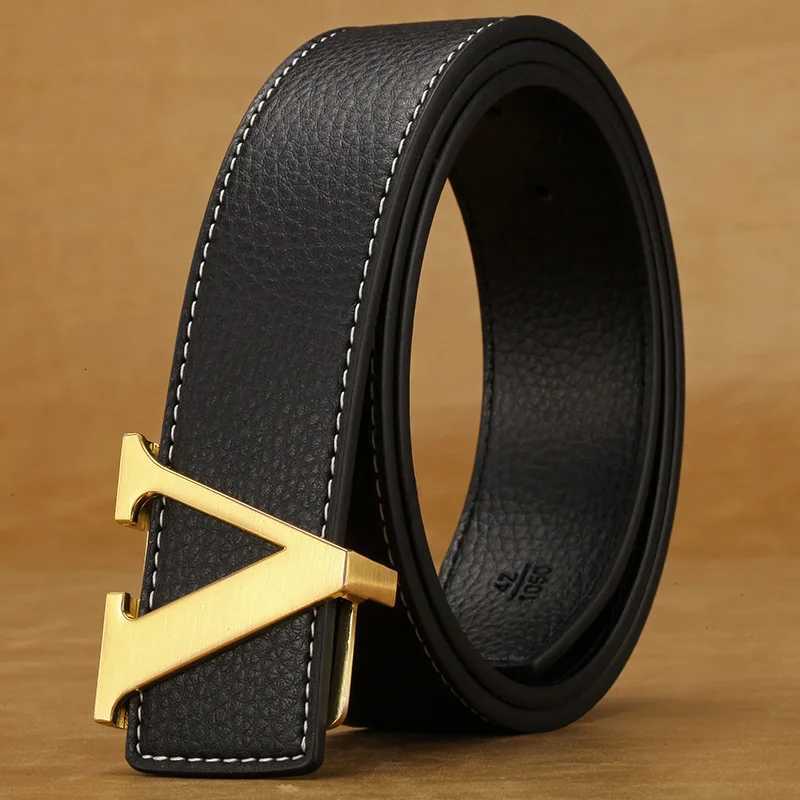 2024 New Temperament Business Mens Belt Letter Metal Button Head Versatile Decorative Jeans Dress Business Mens Belt W251024