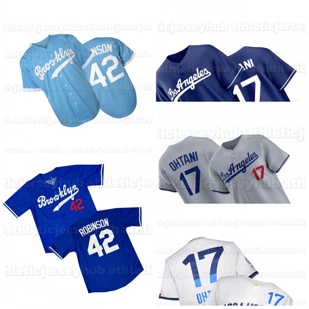 In Stock 17 Ohtani 42 Robinson 50 Betts Baseball Jersey Men's Retro Classic Sportswear Stitched Letter Number Design
