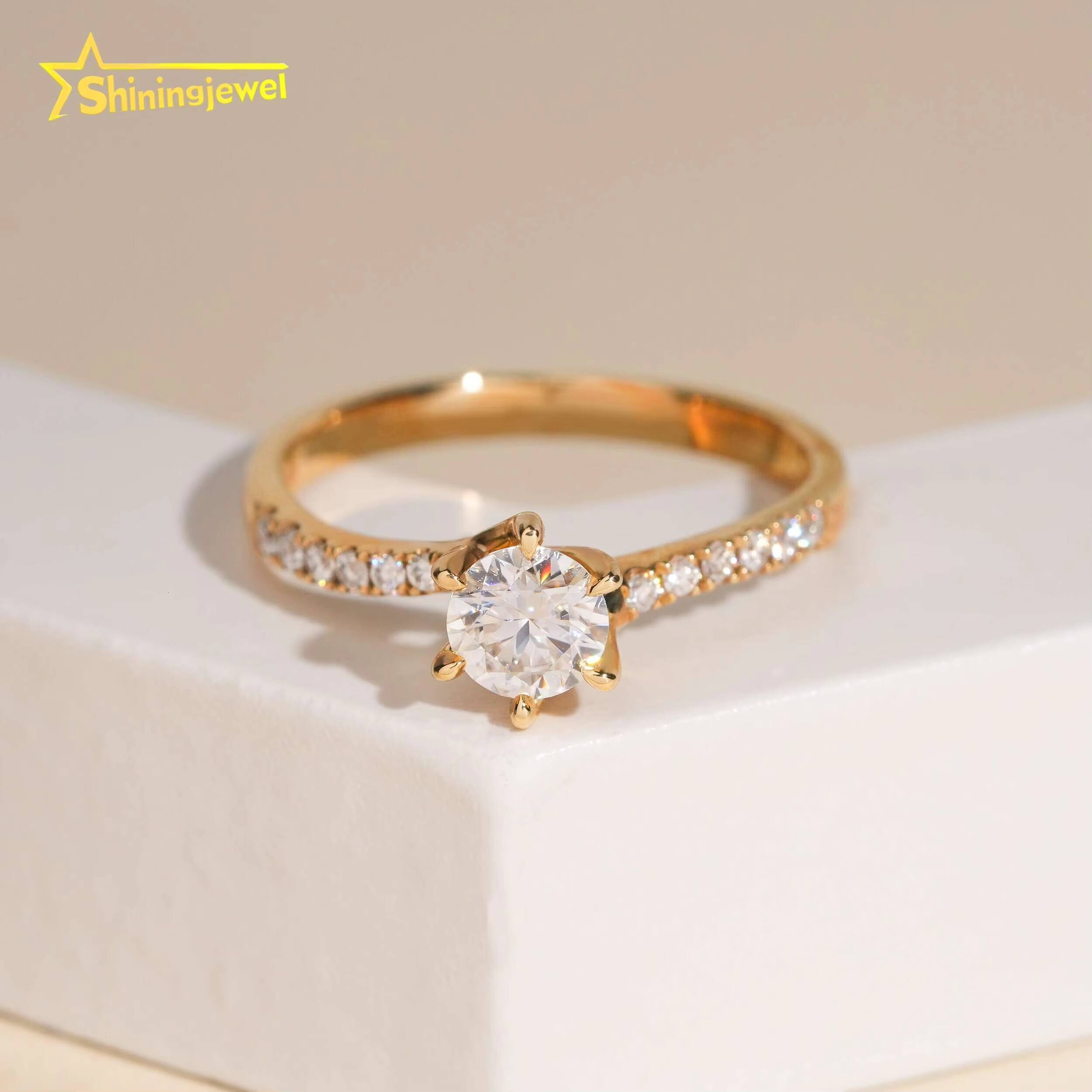 Trendy 14K Gold 054ct Moissanite Ladies Ring GRA Certificated Custom Fine Jewelry VVS Moissanite Ring for Women Daily Wear