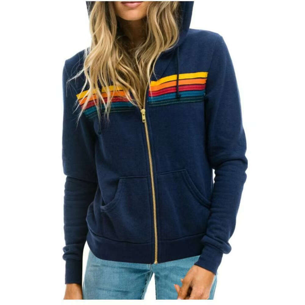 Aviaters Nation Hoodies Designer Zipper Set Rainbow Stripe Embroidery Lightning Pattern Printed Graphic Sweatshirts Top Set Design Luxury Brand Tracsuit 669