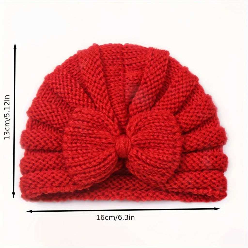 INS Baby Bow Knit Hat Stretchy Winter Warm Cap with MoistureWicking Soft Fleece Yarn for Infants Autumn Winter Daily BirthdayL251024