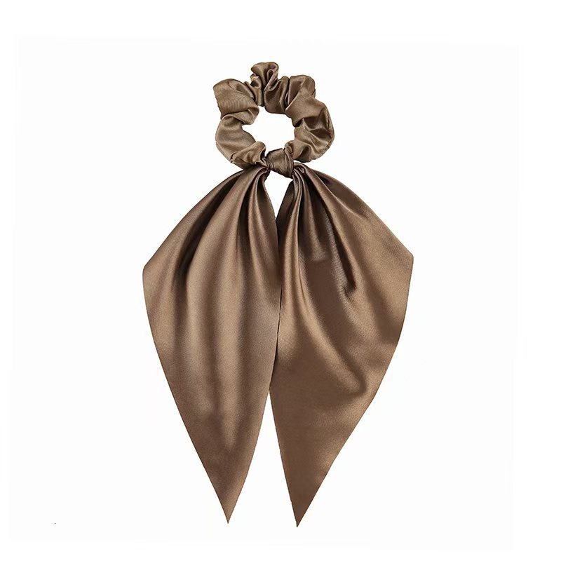 New Solid Color Knotted Imitation Silk Scrunchie Ponytail Ribbon Fashion Simple Hair Tie