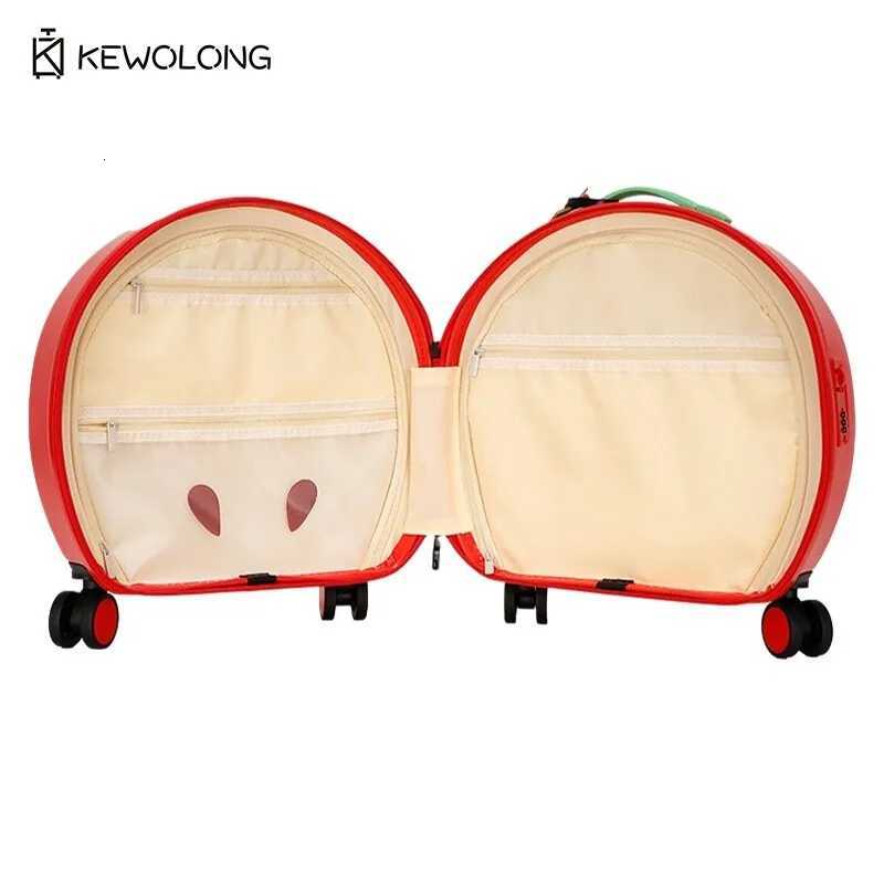 Red Apple Cartoon 20 Inch Carry On Luggage Cute Small Lightweight Suitcase for Women Girls Hard Shell Spinner Cabin BagW251024