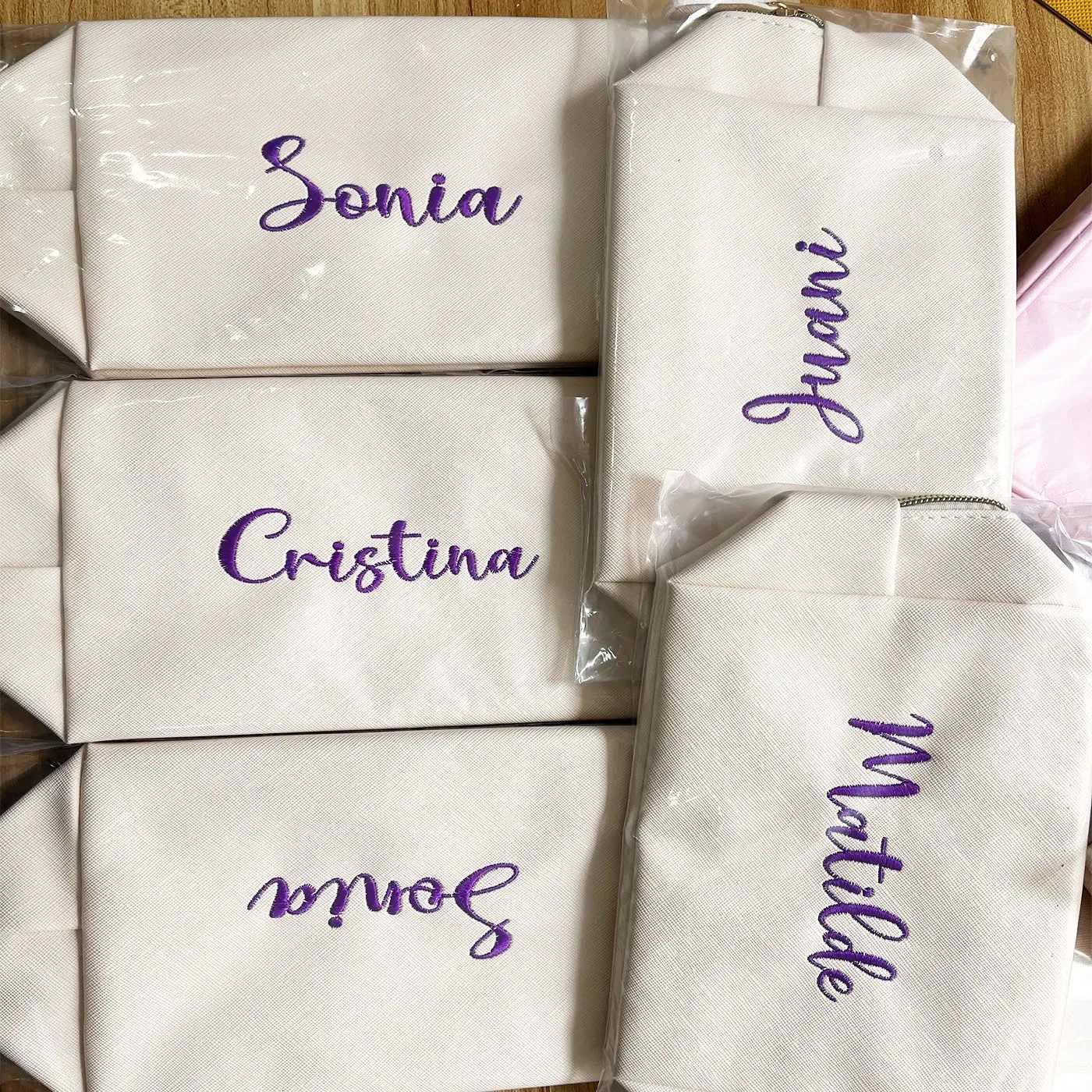 Personalized Embroidery Makeup Bag Portable PU Saffiano Leather Waterproof Toiletry Cosmetic Kits for Man Woman Custom NameT251024