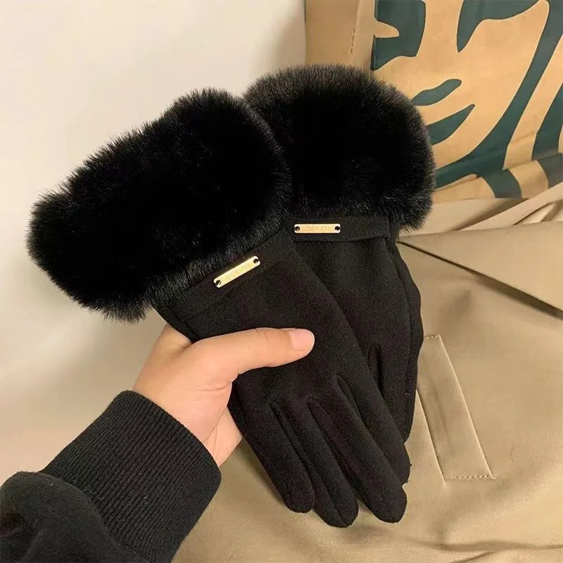 Winter Womens High Quality Plush Thick Soft Warm Gloves with Touchscreen Riding and Driving Anti Cold Student Edition 251023