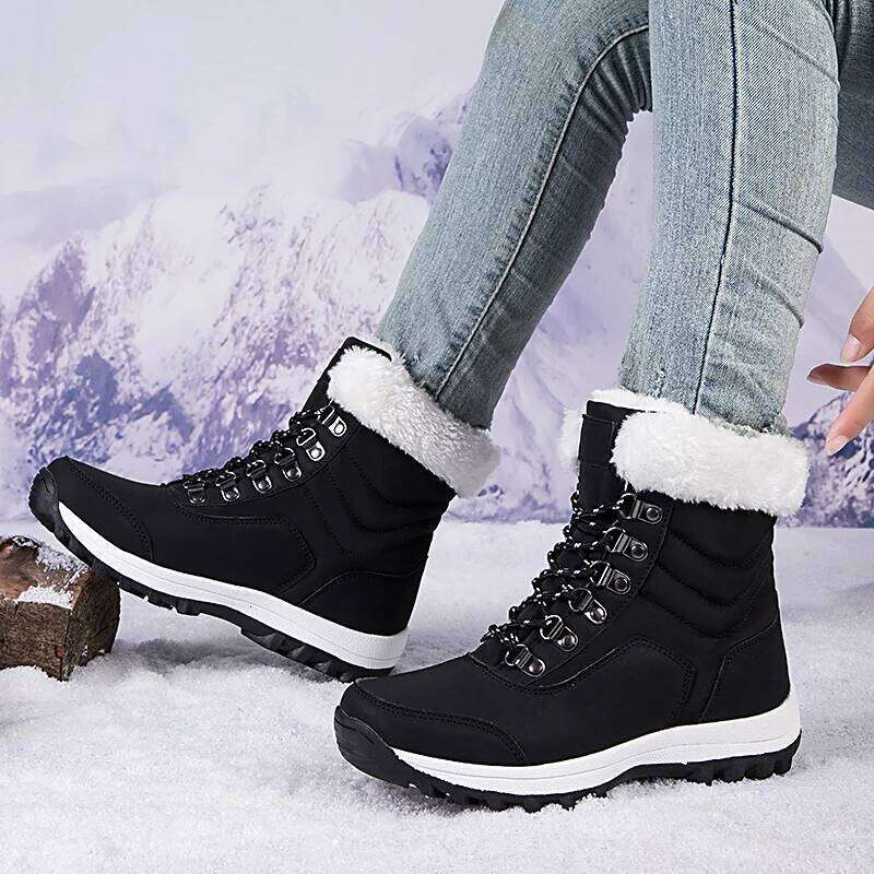 Women's Autumn Winter High-Top Warm Cotton Snow Boots Comfortable Cold Weather Shoes