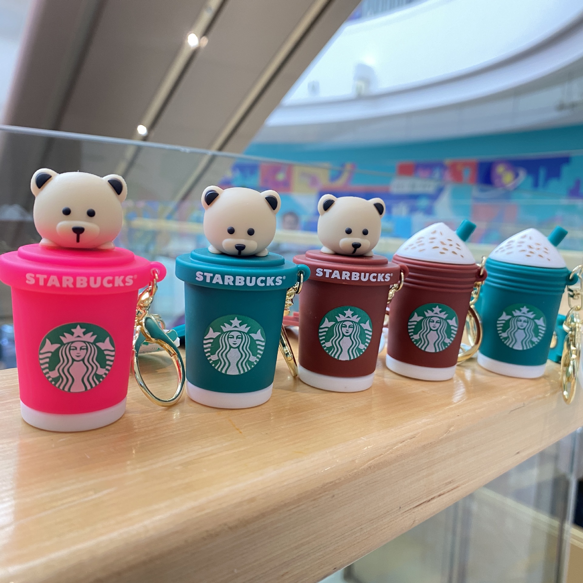 Starbucks Milk Tea Cup Keychain & Bear Plush Charm - Back-to-School Gift, Claw Machine Pendant