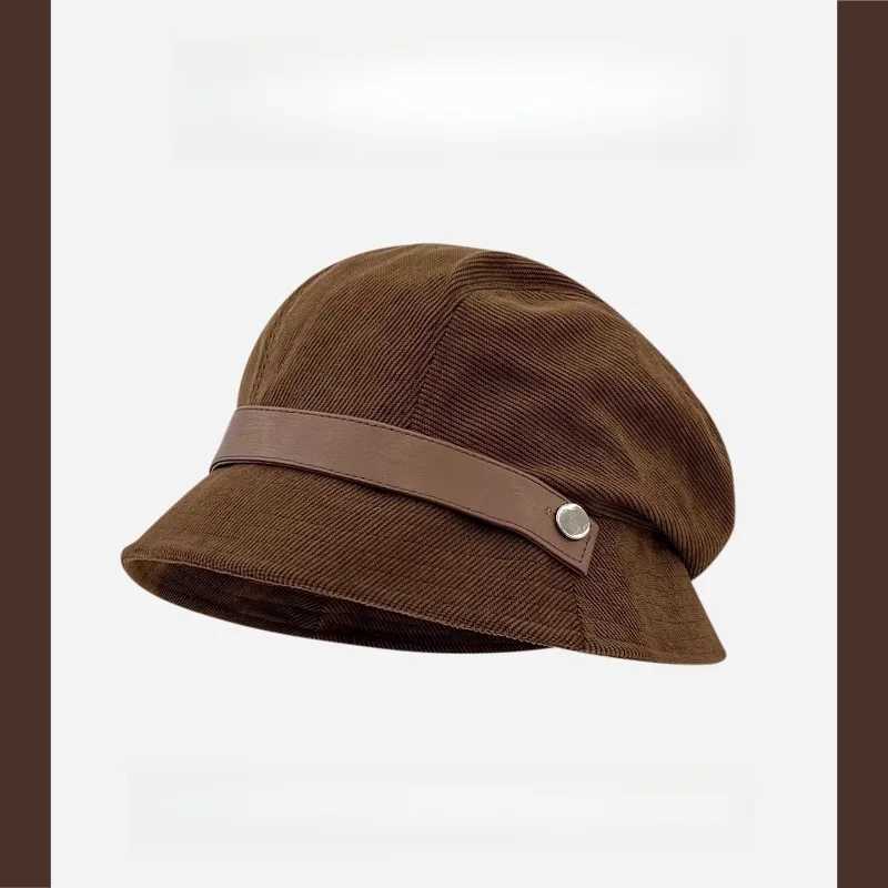 1pc Womens Solid Color Retro Corduroy Bucket HatSuitable for AutumnWinterFashion CommuteUsed As Gift HatBeretEquestrianL251024