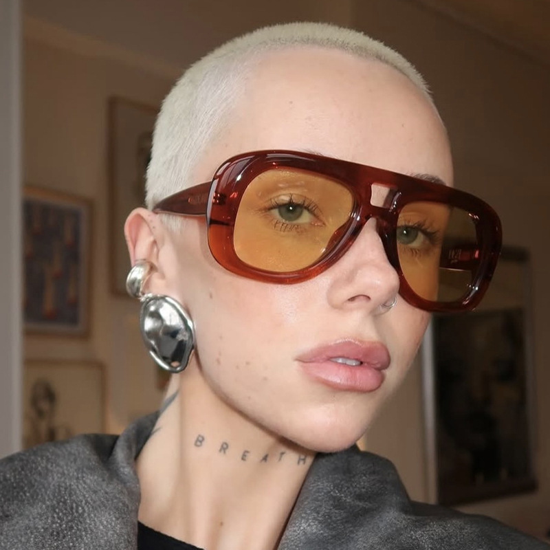 Women Over sized Minimalist Sunglasses 2025 Retro Chic Large Frame European Fashion Sunglasses for Women