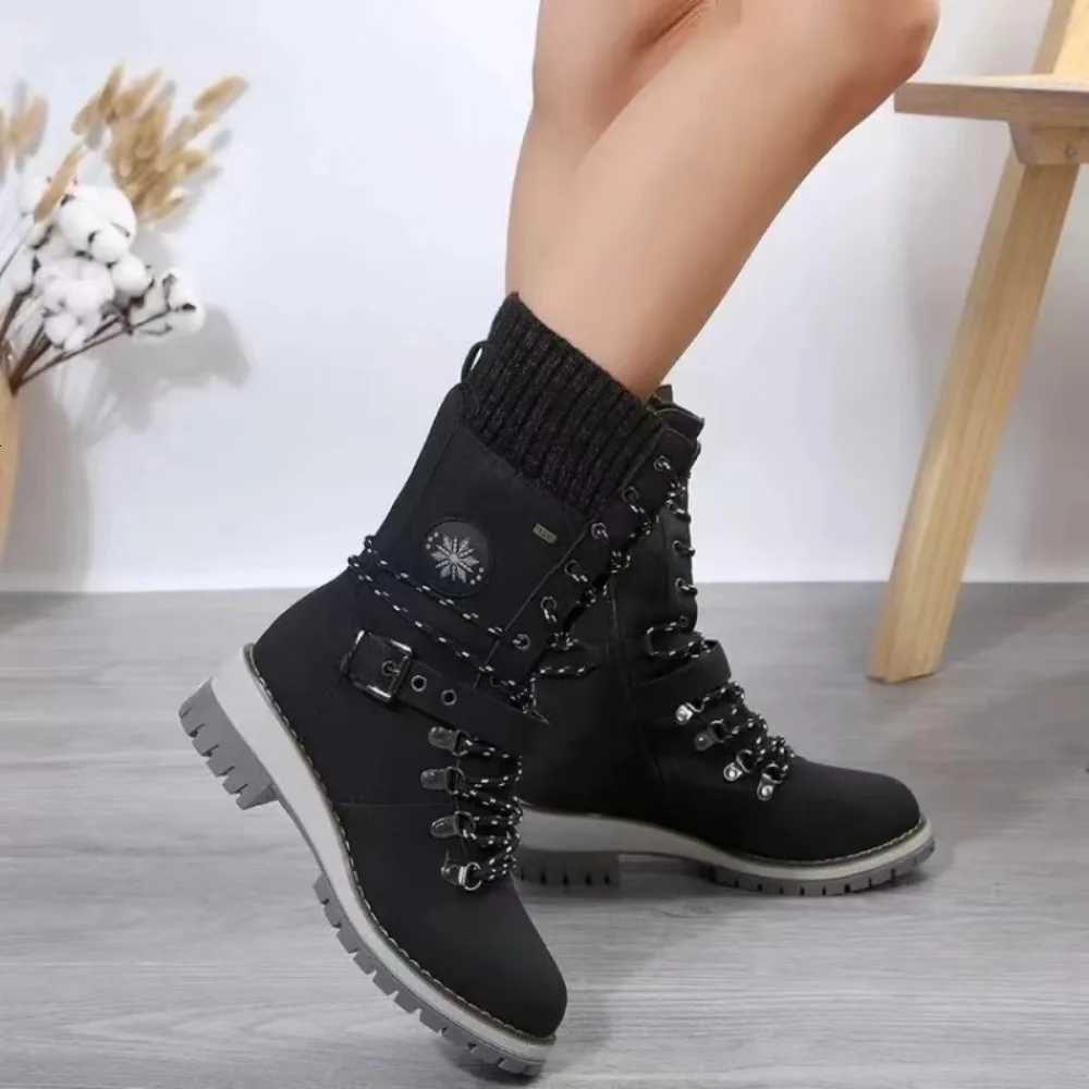 2024 Winter Outdoor Shoes for Women Side Zip Womens MidCalf Boots Square Heel Casual Womens Shoes Med Heel Ladies Boots W251024