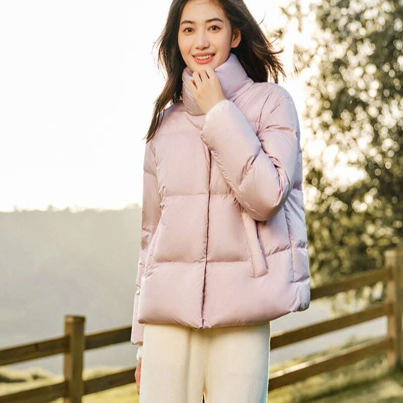 Women Three-Proof Solid Color Stand-Up Collar Loose Simple Winter 2024 New Versatile Goose Warm Down Jacket Coats Designer Women