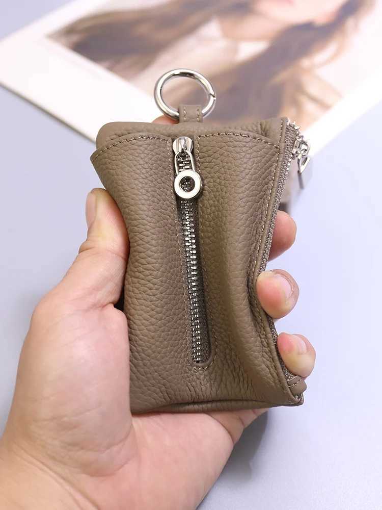 Genuine Leather Key Wallets Unisex Retro Keys Organizer Men Cowhide Key Card Holders Women Housekeeper Keychain Cover Coin Purse Z251023