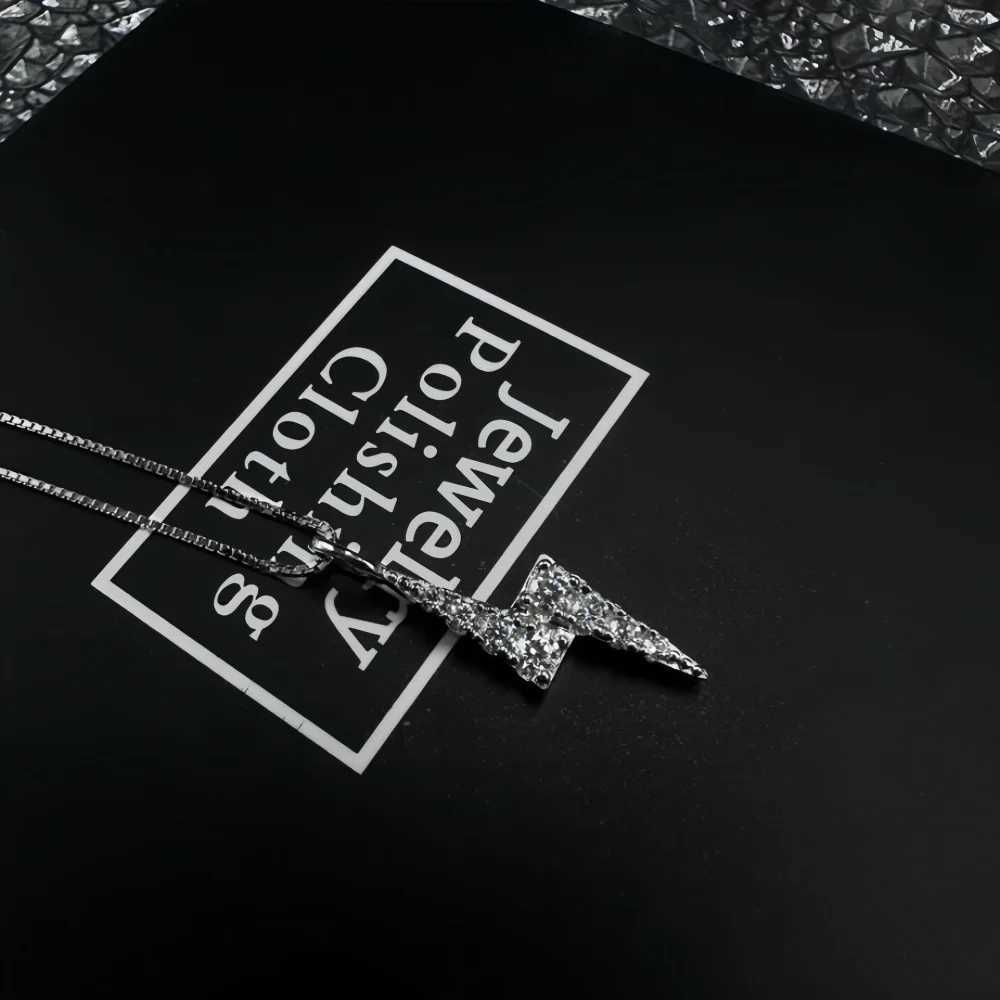 Hip Hop Men Zircon Stainl Steel Lightning Pendant Necklace Simple Punk Necklace For Women Retro Party JewelryXJ251024