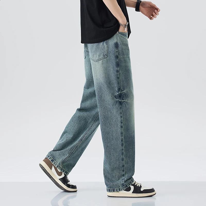 2025 springsummer straight leg jeans mens fashion retro Y2k pants street wear loose casual 251018