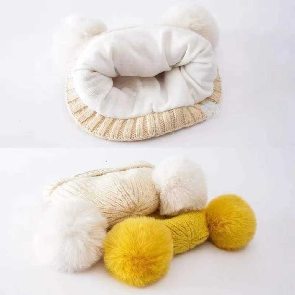 Baby Hat MINISO Thickened Warm Earmuff Hat Baby Knitted Wool Hat Winter Outdoor Warm Cap Newborn Baby Halloween Birthday GiftL251024