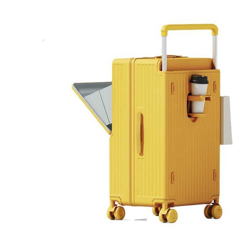 New Wide Tie Rod Luggage Front Opening Laptop Bag Multifunctional Travel Suitcases 20 inch Cabin Bag 2430Large Size SuitcasesW251024